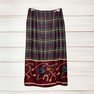 Vintage Charter Club by Jane Justin EQUESTRIAN Plaid Wrap Midi Skirt 10